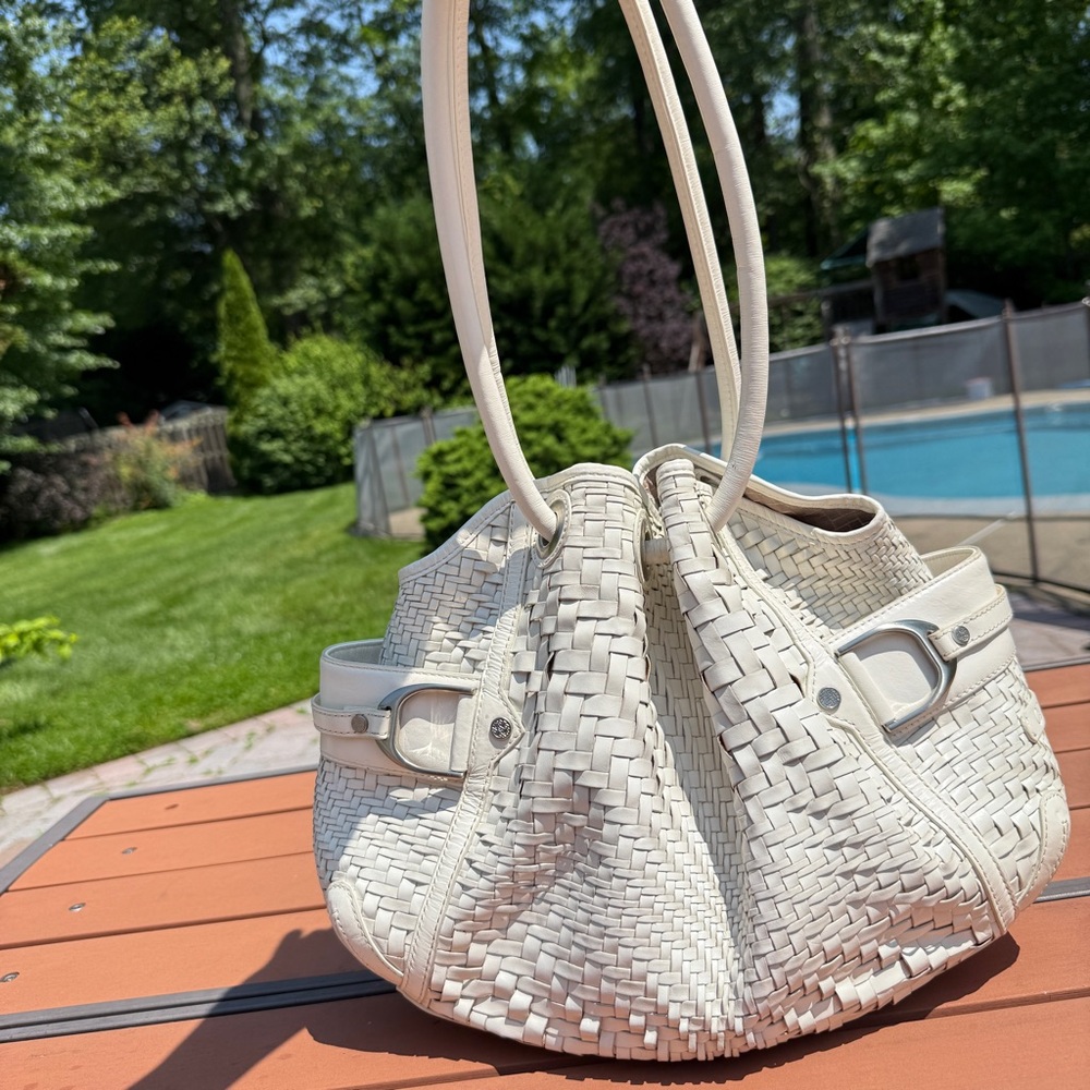 Cole Haan White Woven Shoulder Bag